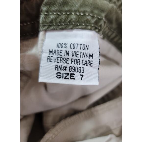 LEI Beige Drawstring Waist Capris 7 Juniors Flat Front Roll Tab Hem Lightweight - Picture 6 of 6